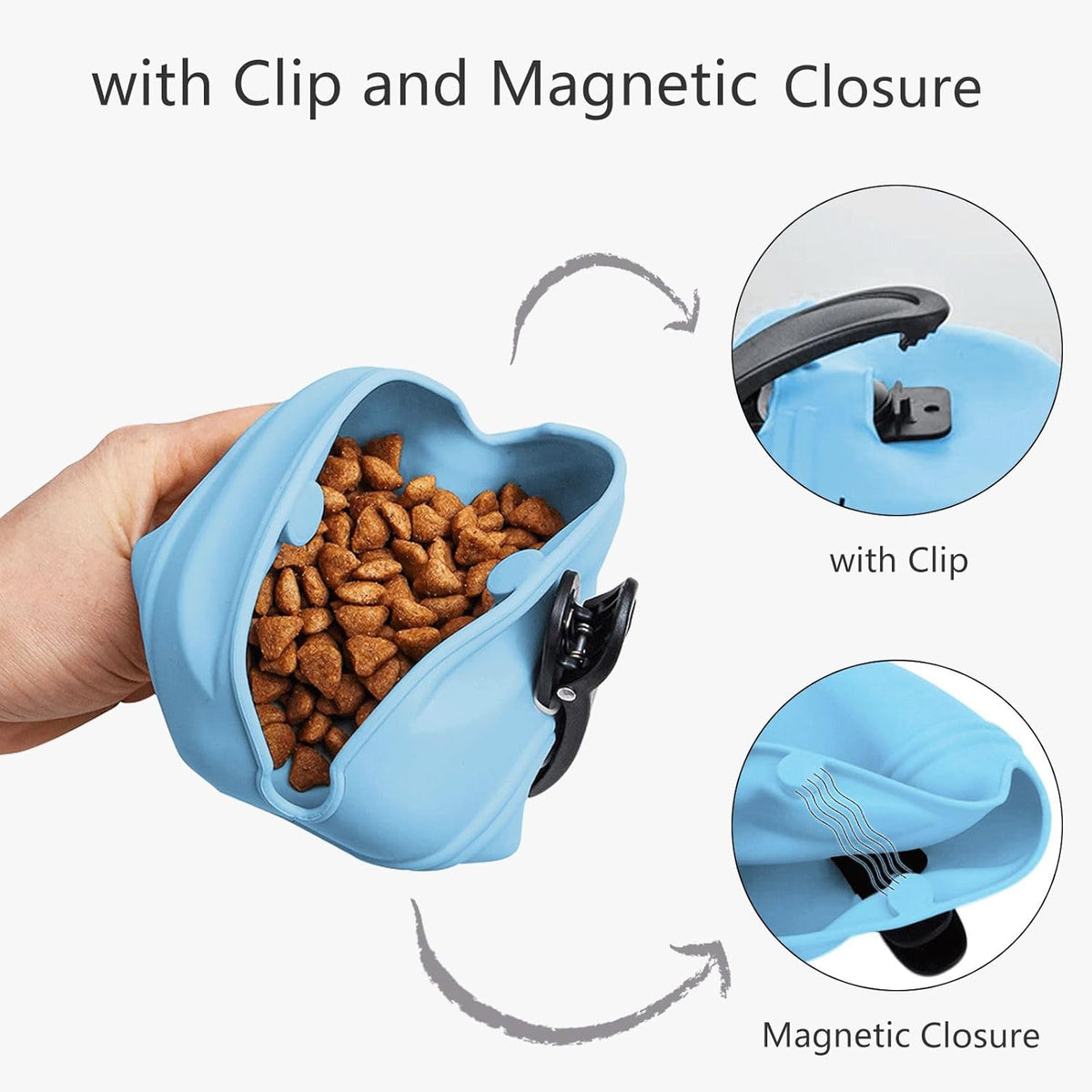 Silicone Dog Treat Pouch 2pcs, MGKSHADOW Treat Pouch Dog Training with Clip and Magnetic Closure, Dog Treat Bag for Dog Walks (Grey & Black) - PuriLite