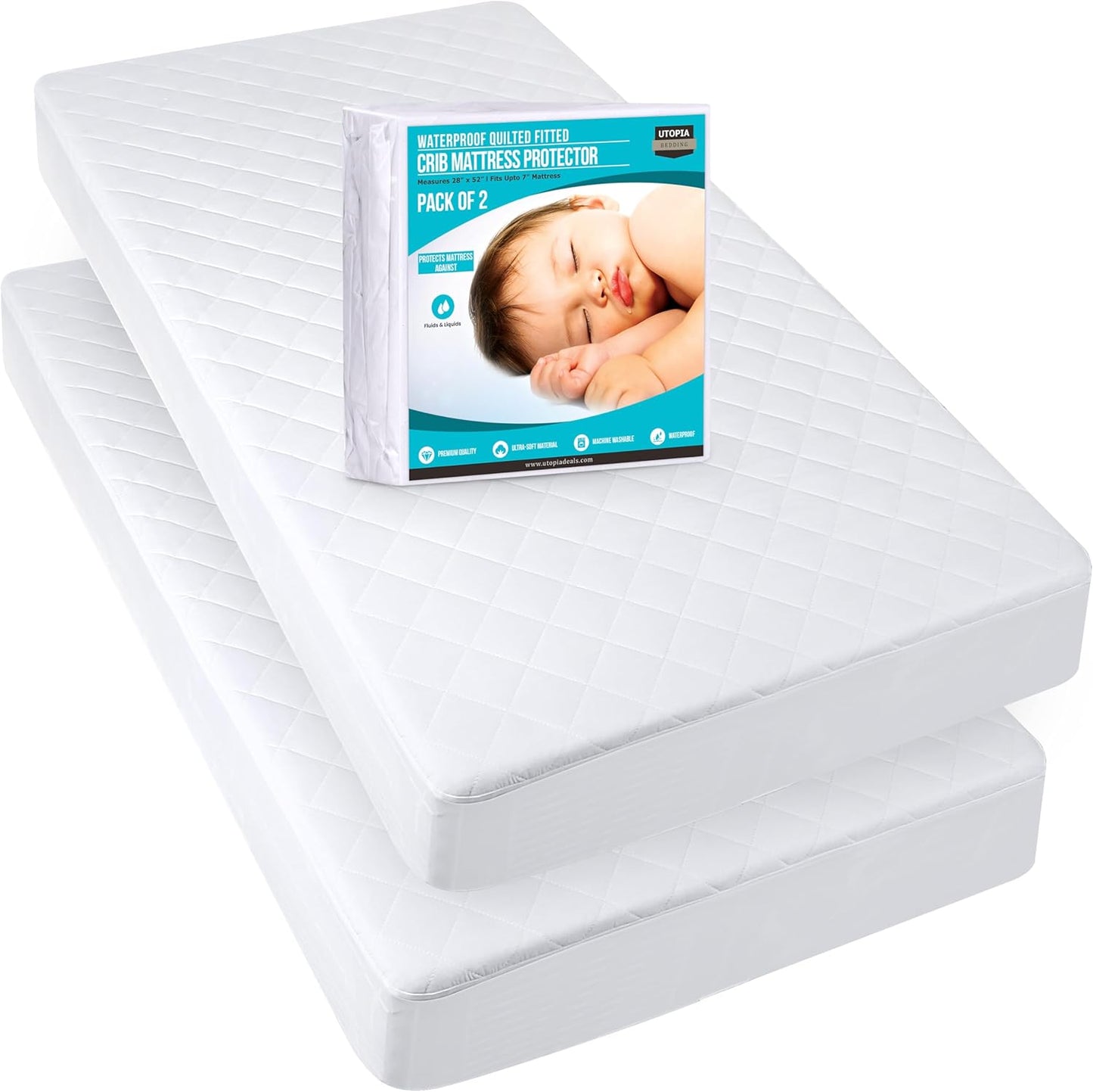 Purilite Select Waterproof Crib Fitted Mattress Protector (Pack of 2) - PuriLite