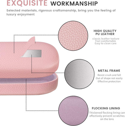 molshine Hard Shell Leather Sunglasses Case,Classic Large Glasses Case for Women Men,Sunglass Eyeglasses - PuriLite