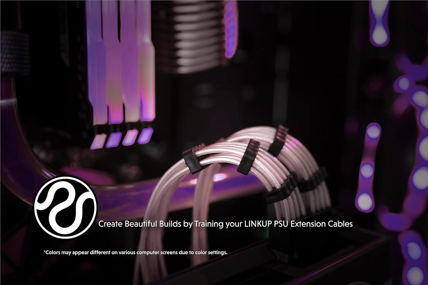 LINKUP - 30cm Super Soft and Flexible PSU Cable Extension Sleeved Custom Mod GPU PC Braided w/Comb Kit | 1 x 24 P (20+4) | 2 x 8 P (4+4) CPU | 2 x 8 P (6+2) GPU Set | 300mm - Blackgreen - PuriLite