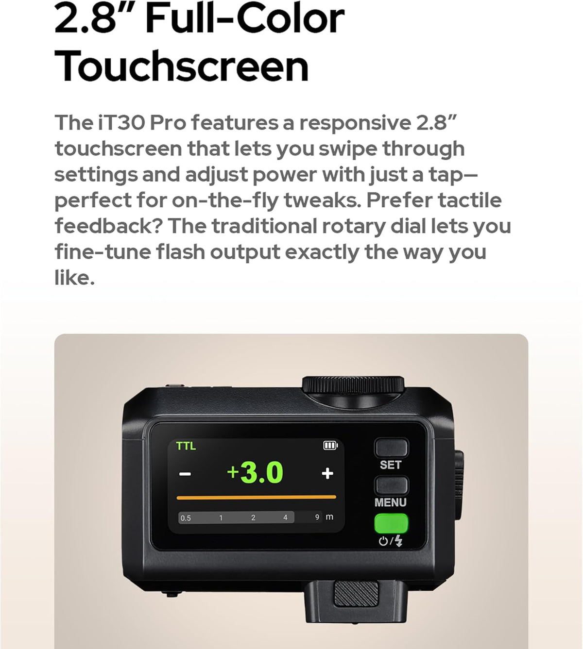GODOX IT30Pro TTL Mini Camera Flash Light,Full-Color Touchscreen,2.4GHz X System,Built-in Diffuser and Battery (for Canon) - PuriLite