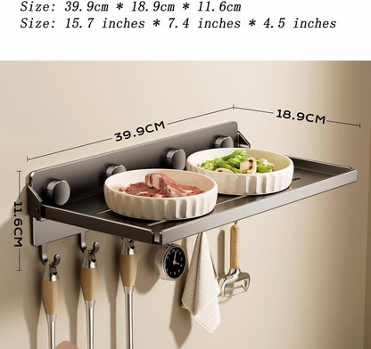 HBBursts Foldable Storage Rack | No-Drill Wall Mounted Kitchen & Spice Shelf