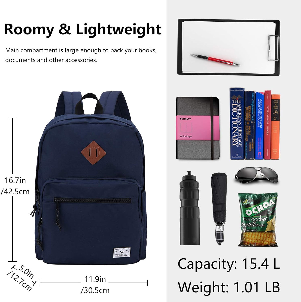 School Backpack for Kids,Lightweight Water Resistant Work Travel Backpack for Women Men Teens VONXURY - PuriLite
