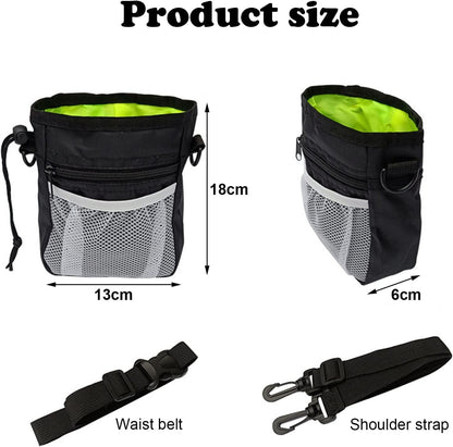 1 Pcs Dog Treat Training Pouch,with 2 Belts, Treat Pouch Dog Training Contains 2 Rolls of Poop Bags, Adjustable Dog Treat Bag, Hands-Free Puppy Training Pouch for Dog Treats (Black) - PuriLite