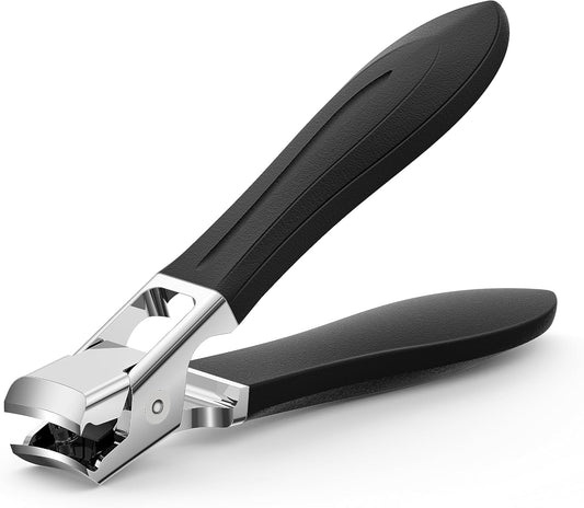 FERYES Nail Clippers for Thick Nails with Catcher, Soft Grip Rubber Handle Fingernail Clippers for Effortless Nail Care, Precision & Powerful Thick Nail Cutter for Senior, Men and Women - PuriLite