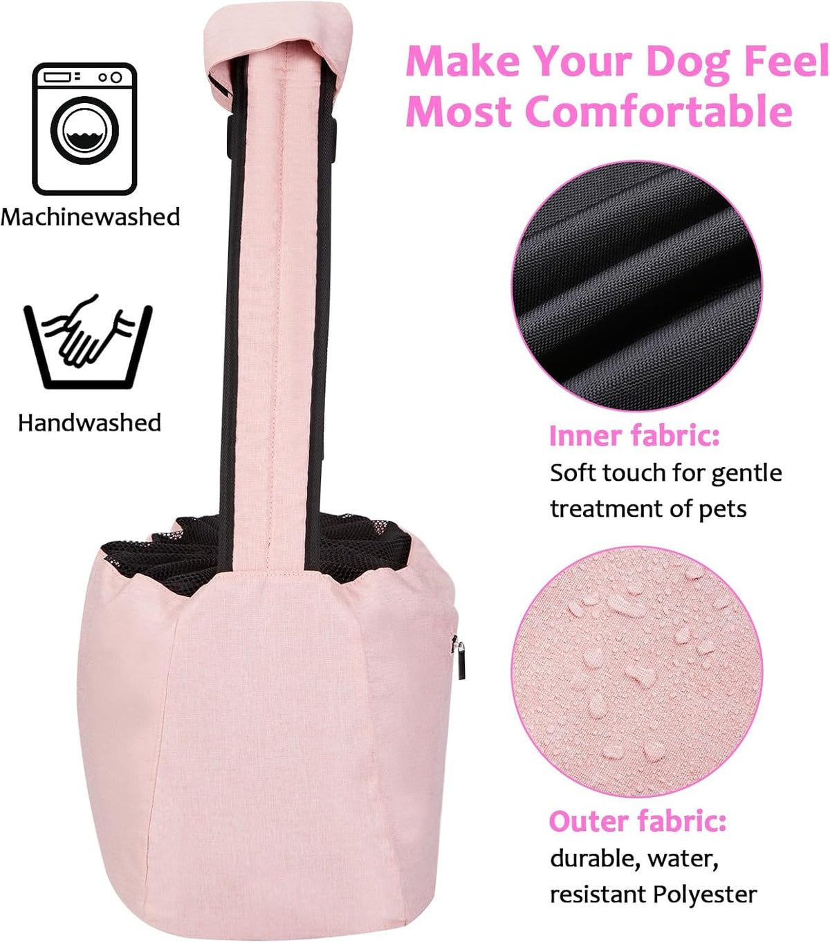 Ownpets Pet Dog Sling Carrier Bag Adjustable Padded Strap Dog Hand Free Safe Mesh Pet Carrier for Small Medium Dog Cat, Fit 10lbs up to 20 Pounds - PuriLite
