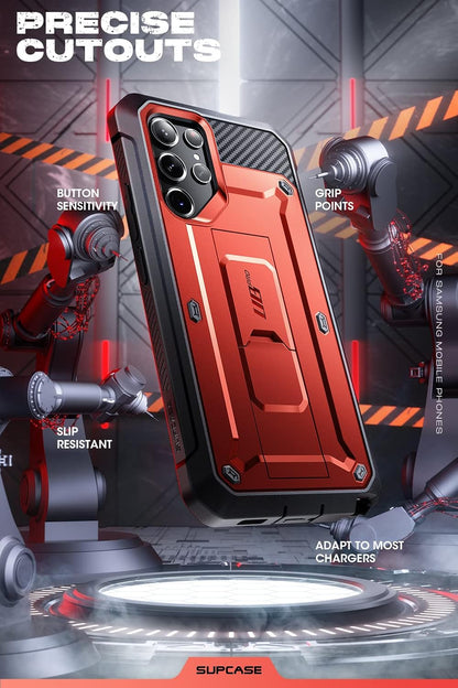 SUPCASE Unicorn Beetle Pro Case for Samsung Galaxy S23 Ultra 5G (2023), [Extra Front Frame] Full-Body Dual Layer Rugged Belt-Clip & Kickstand Case with Built-in Screen Protector (Black) - PuriLite