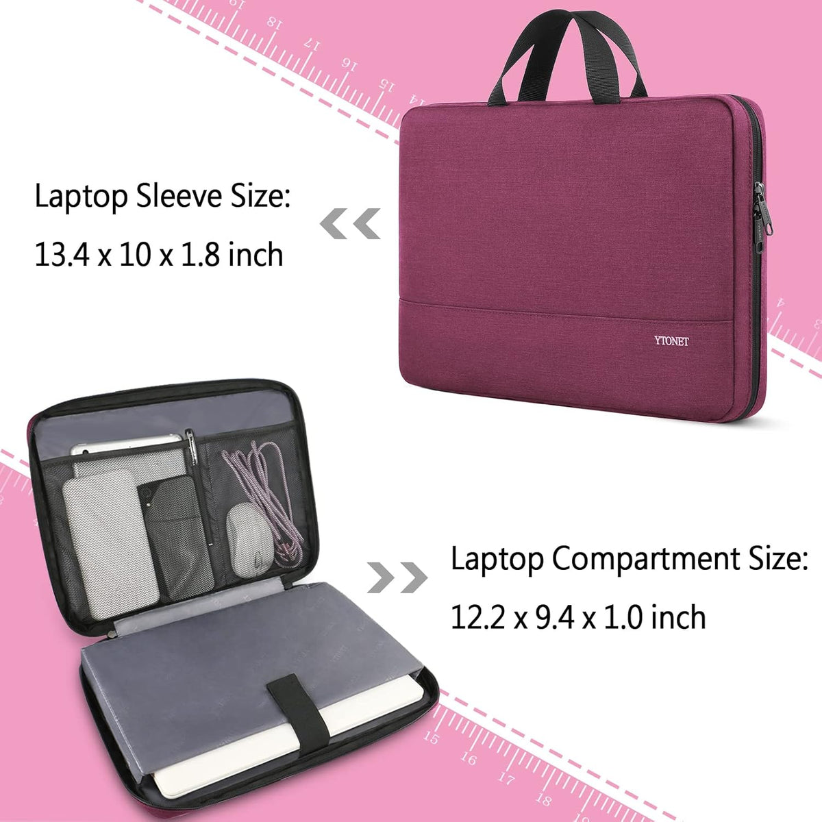 Ytonet Laptop Sleeve, 15.6 inch TSA Laptop Bag Laptop Case Water Resistant Computer Carrying Bag Compatible for Lenovo, HP, Dell, Asus Notebook, Gifts for Men Women, Grey - PuriLite