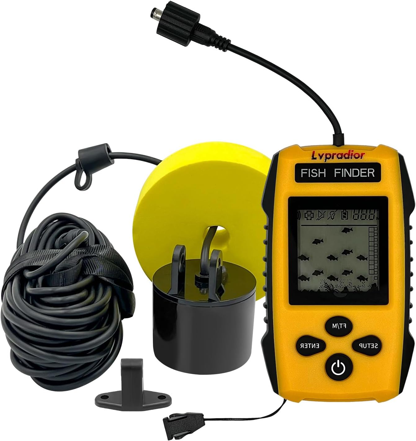Lvpradior Portable Fish Finder, Wired Castable Kayak Boat Fishing Finder, Ice Fishing Gear Accessories, Handheld Water Depth Fish Finder with Sonar and LCD Display - PuriLite