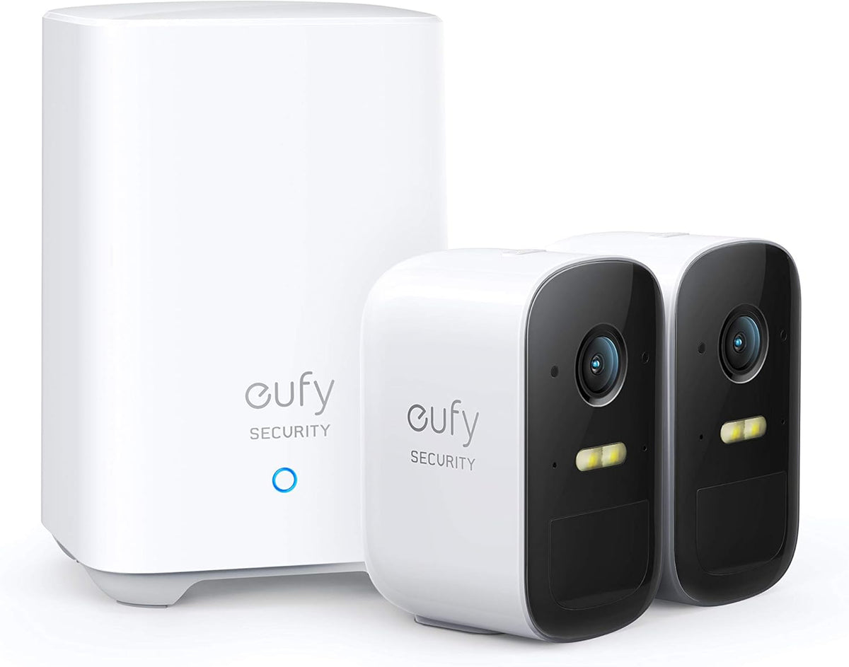 eufy security 2C 2-Cam Kit, Security Camera Outdoor, 2.4 Ghz WiFi compatitable.Wireless Home Security System with 180-Day Battery Life, HomeKit, 1080p HD, IP67, Night Vision, No Monthly Fee - PuriLite