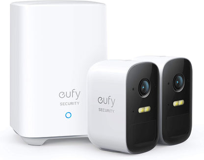 eufy security 2C 2-Cam Kit, Security Camera Outdoor, 2.4 Ghz WiFi compatitable.Wireless Home Security System with 180-Day Battery Life, HomeKit, 1080p HD, IP67, Night Vision, No Monthly Fee - PuriLite
