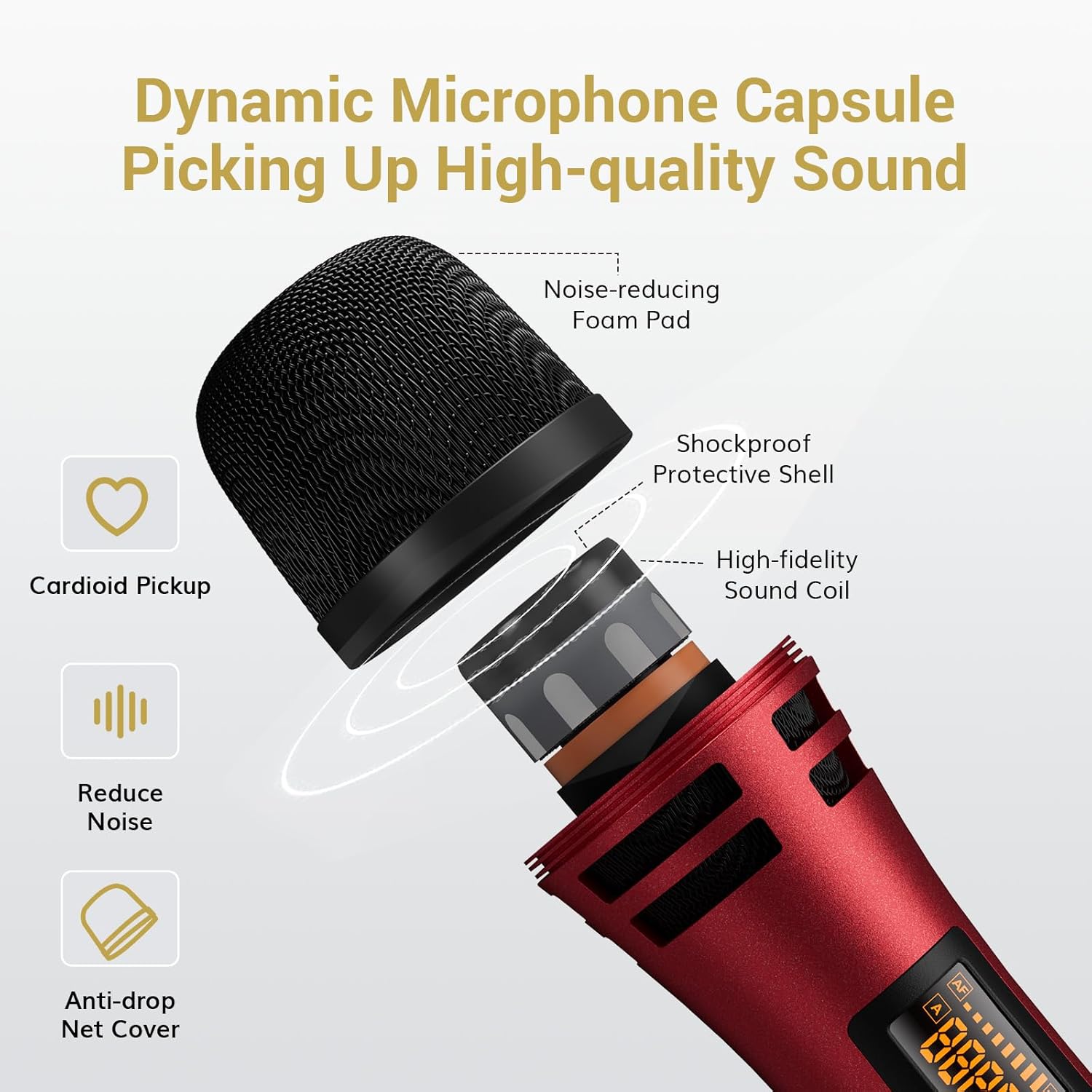 TONOR Wireless Microphones, UHF Dual Karaoke Microphone System, Microfonos Inalambricos with Rechargeable Receiver, Cordless Dynamic Mic for Singing, Wedding, DJ, Party, Speech TW320 Grey - PuriLite