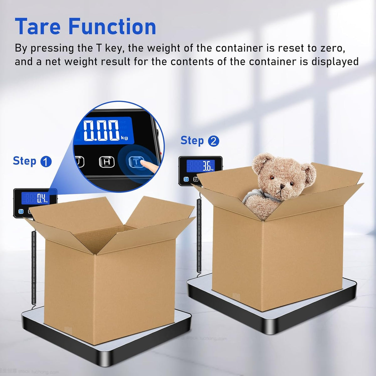 RAOYAN Shipping Scale, 440lb/0.5oz High Accuracy Digital Postal Scale with LCD Display, Hold/Tare Function, Shipping Scale for Package, Luggage, Warehouse (Including 2 Batteries, Charging Cable) - PuriLite