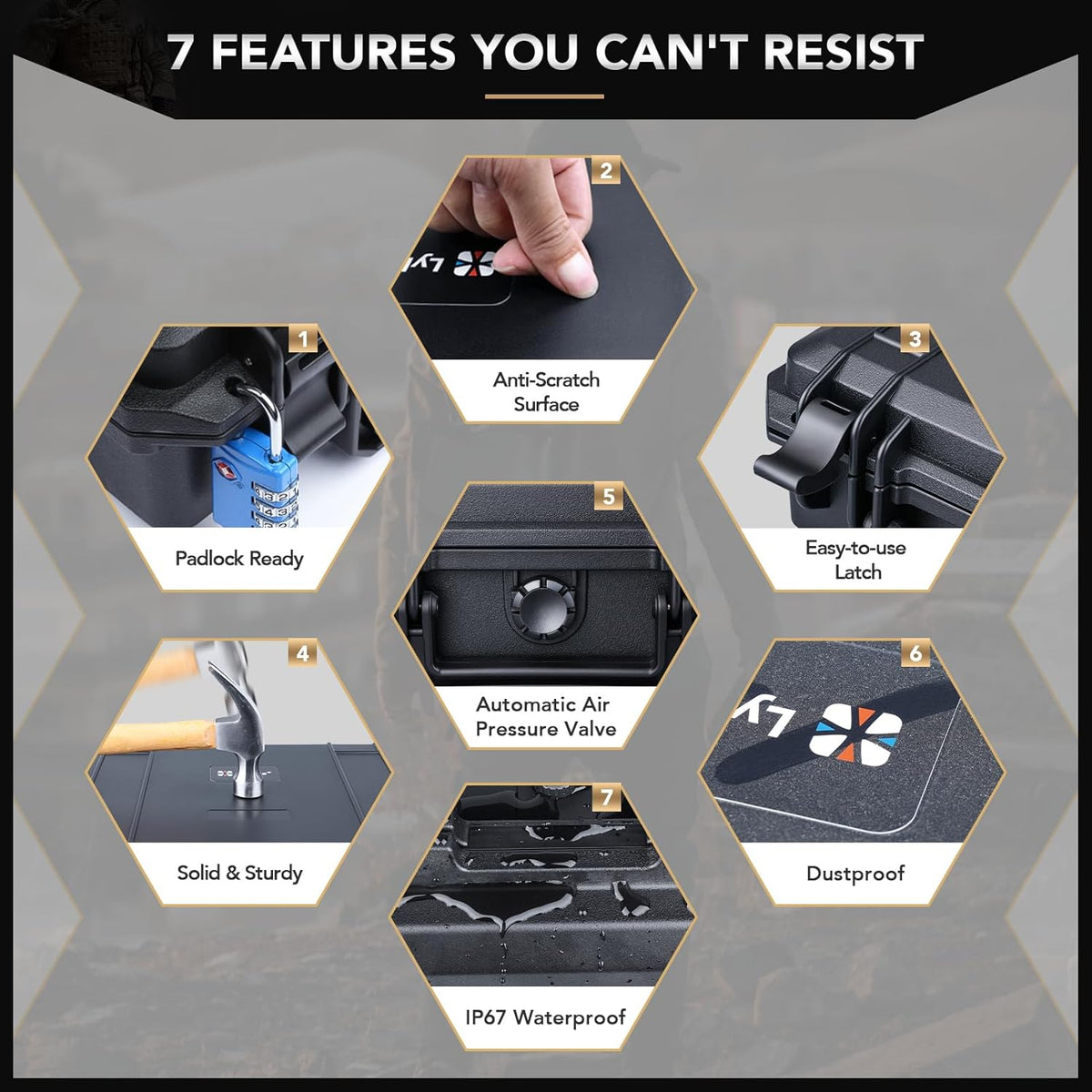 Lykus HC-2710 Portable Waterproof Hard Case with Foam, Camera Case with Customizable Fit Foam,Fit use of Drones,Camera, Equipments, Interior Size 27x16x8 cm - PuriLite