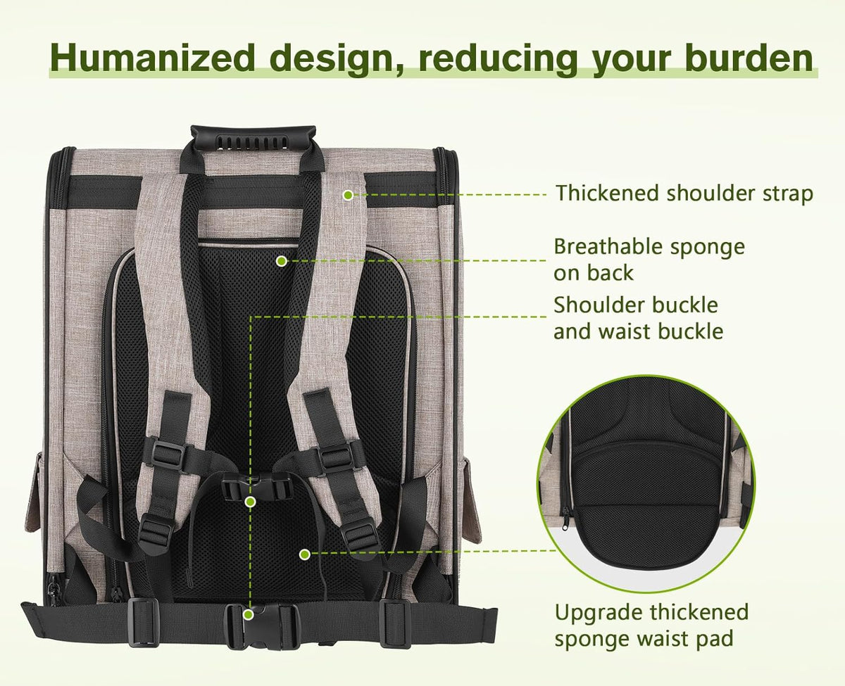 Pecute Pet Carrier Backpack, Dog Carrier Backpack Expandable with Breathable Mesh for Pets ＜6kg, Pet Backpack Carrier for Hiking Travel Camping Outdoor - PuriLite