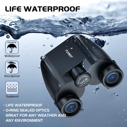 12x25 High Powered Binoculars for Adults, Waterproof Compact Binoculars with Low Light Vision, Premium Long Range Binoculars for Bird Watching, Outdoor Hunting, Travel, Sightseeing, Concert, Cruise - PuriLite