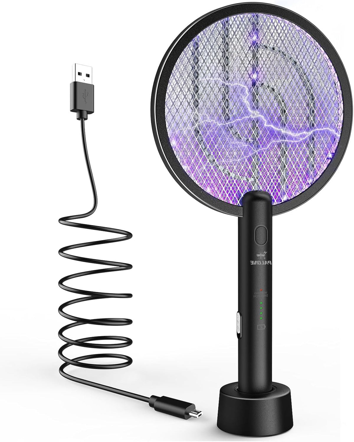 PALONE Bug Zapper Racket, 4000V Electric Fly Swatter, 2 in 1 Electric Zapper with USB Rechargeable, Fly Zapper for Kitchen, Home, Garden - PuriLite