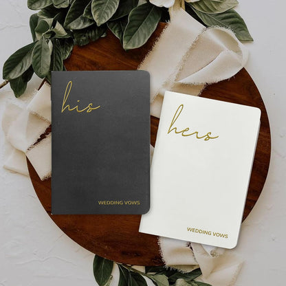 WeddingGiftsWedding Vow Books His and Hers Soft Touch Gold Foil Engraving Vow Books Wedding Essentials Wedding Accessories(TR-HH-Black) - PuriLite
