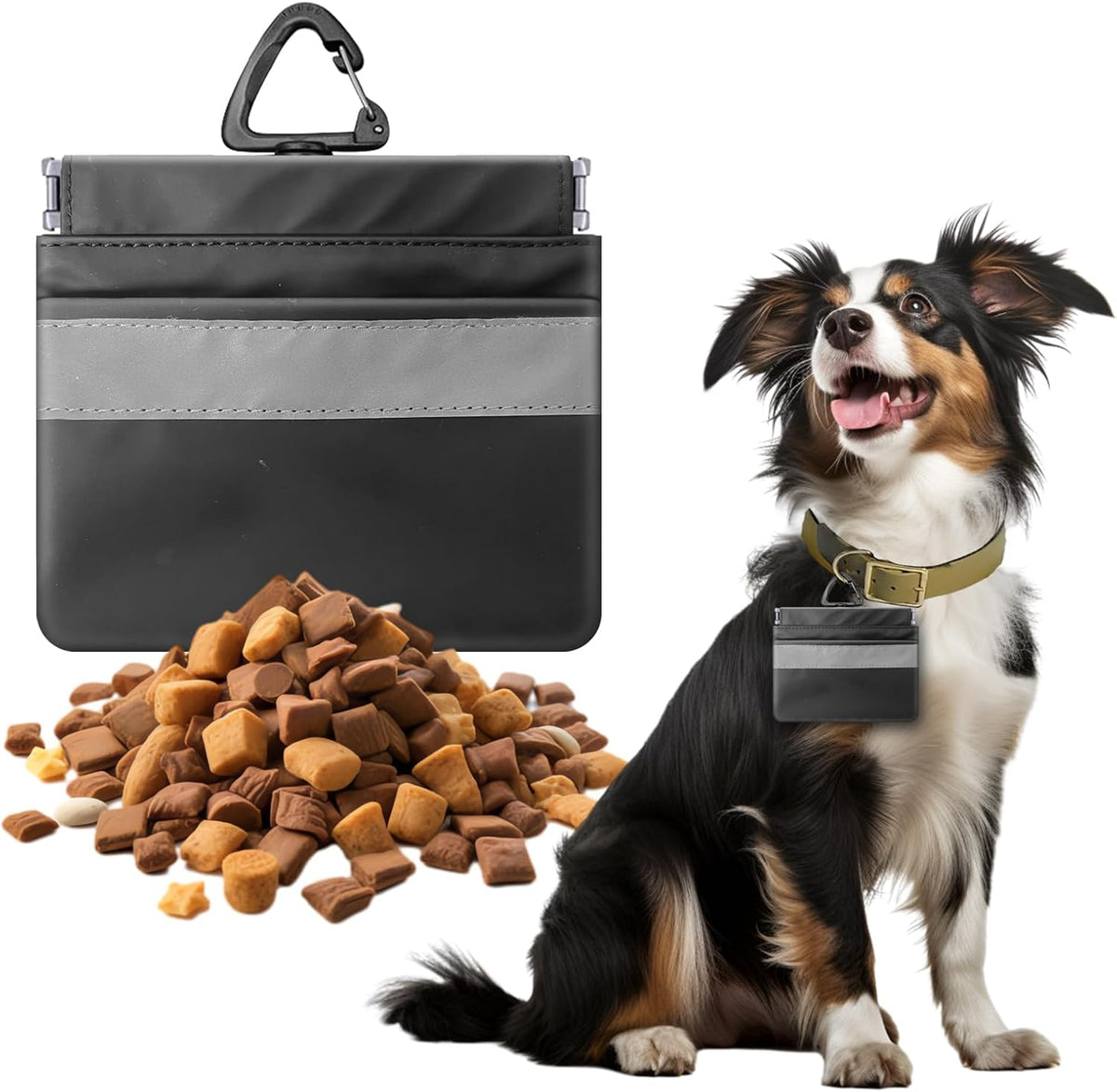 Tyuyuio Dog Training Treat Pouch Bag, Treat Bags for Dogs, Portable Pet Pocket Waist Clip Bag, Reflective Snack Bag for Pets, Includes Clip and Carabiner - PuriLite