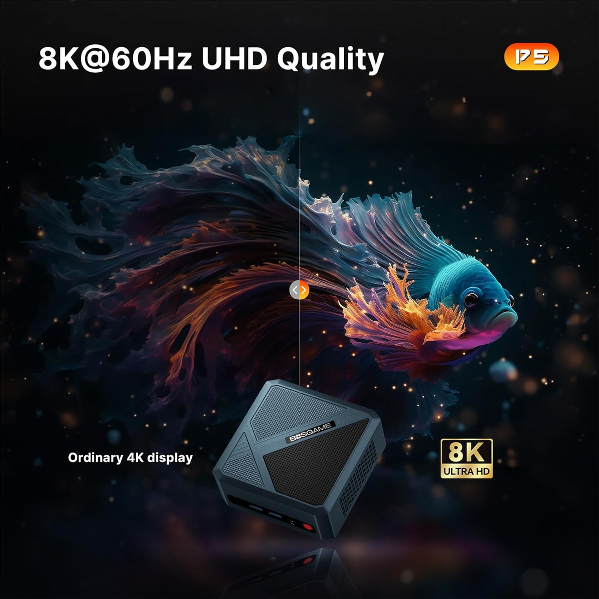 BOSGAME Gaming Mini Pc Ryzen 9 6900HX【Dual 2.5GbE LAN】 11 Pro-OS P3 Mini Computers Equiped Radeon 680M GPU 2400Mhz 32GB DDR5 & 1TB SSD, Wi-Fi 6E, BT5.2, USB 4(40Gbps), Office, Gaming, Meeting - PuriLite