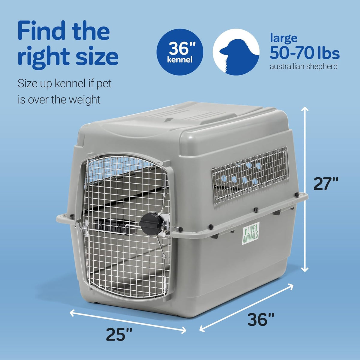 Petmate 00200 Sky Kennel for Pets from 25 to 30-Pound, Light Gray - PuriLite