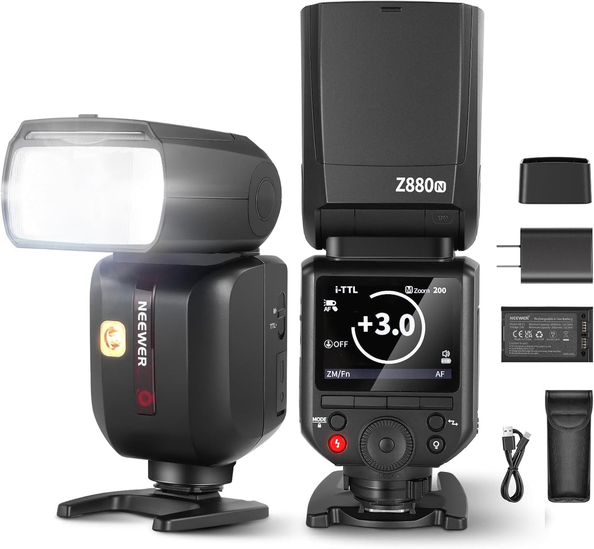 NEEWER Z880-C 2.4G 76Ws TTL Camera Flash Speedlite Compatible with Canon, Upgraded UI, Adjustable Modeling Lamp, TTL/M Quick Switch TCM Key, 1/8000s HSS 7.4V/2600mAh Battery 480 Full Power Flash - PuriLite