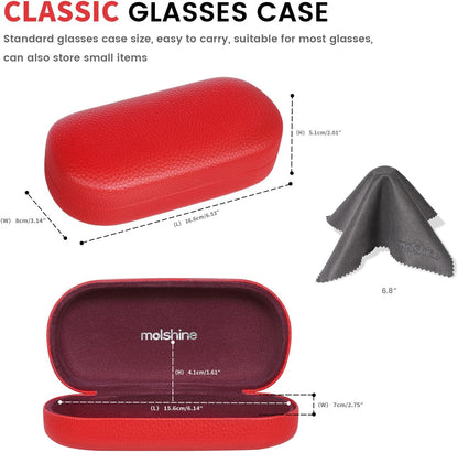molshine Hard Shell Leather Sunglasses Case,Classic Large Glasses Case for Women Men,Sunglass Eyeglasses - PuriLite