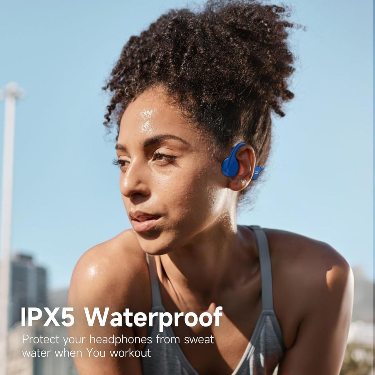 IFECCO Bone Conduction Headphones Bluetooth 5.4 - IPX5 Waterproof Bone Conduction Earbuds,Open Ear Wireless Sport Headphones for Running Workout Cycling (Blue) - PuriLite