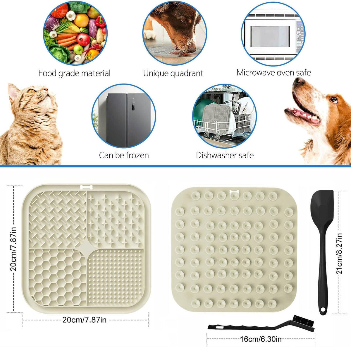 2 Pack Licking Mat for Dogs & Cats with Suction Cups, Dog Slow Feeder Lick Pat for Anxiety Relief, Dog Toys Feeding Mat for Butter Yogurt Peanut, Pets Bathing Grooming Training Mat - PuriLite