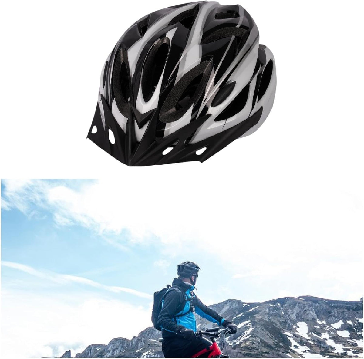 Oshhni Helmet for Women Men Bicycle Helmet Bike Helmet for Skateboarding Outdoor Climbing Biking Commuting - Black White - PuriLite