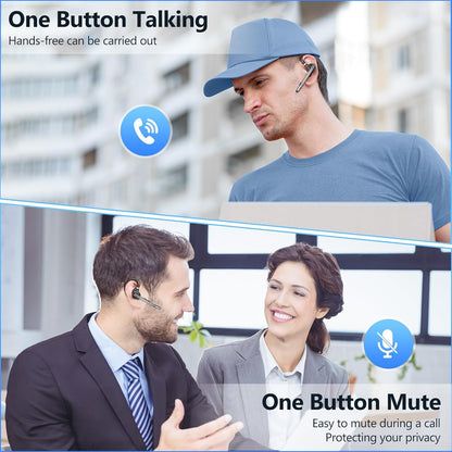 New bee Bluetooth Headset V5.1, 72H Talktime Wireless Bluetooth Earpiece for Cellphone with 500mah Charging Case Dual Mic Noise Cancelling Hands-Free Earphones for Office Driver Calls - PuriLite
