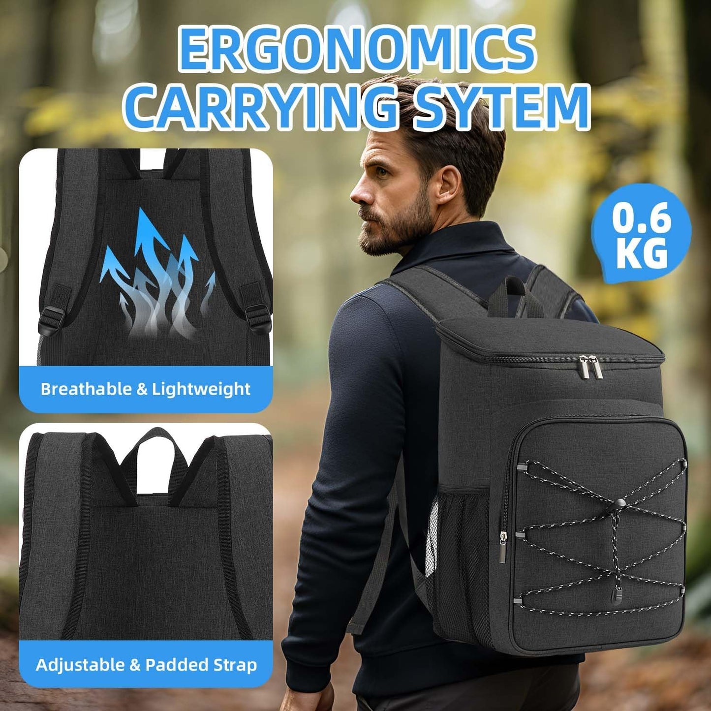 Bagtopia Camping Cooler Backpack 25 Cans, Leak Proof Insulated Thermal Bag, Beach Travel Picnic Lunch Backpack for Men Women - PuriLite