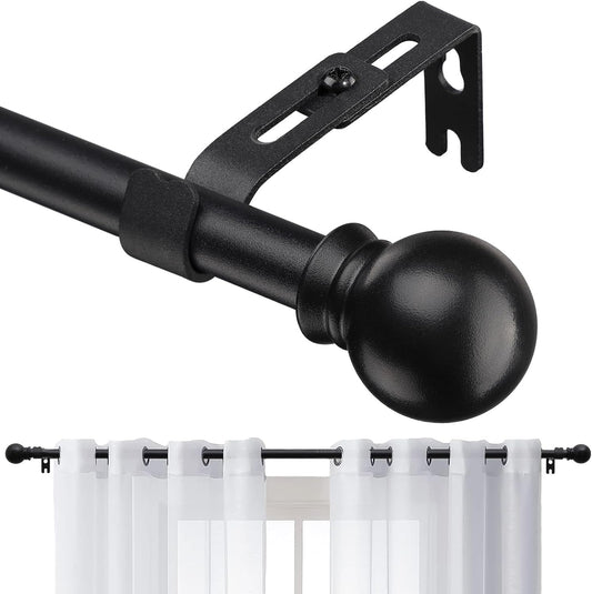 Black Curtain Rods for Windows 28 to 48 Inch, 5/8 Inch Small Curtain Rod For Bathroom, Living room, Kitchen (size：28-52 Inch) - PuriLite