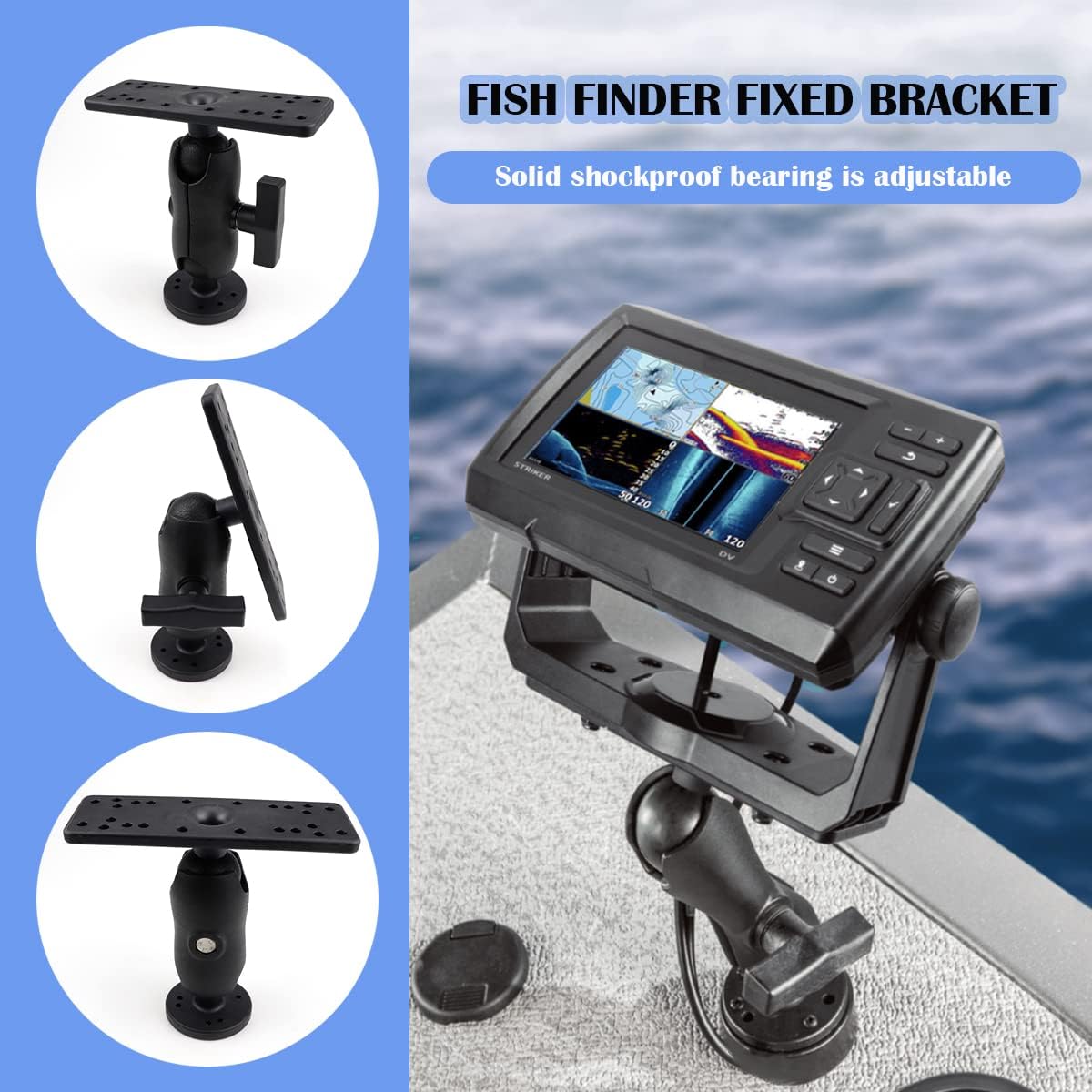 YOLUFER Finder Mount Bracket Holder Rack Universal 360° Adjustable Kayak Mounting Base for Boat Canoe Fishing Accessories - PuriLite
