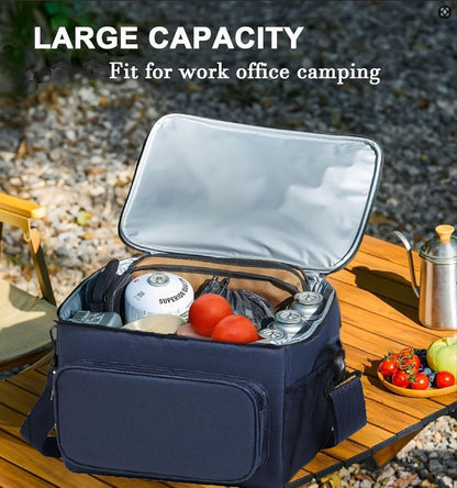 Lunch Bag for Adult Men Women Reusable 10L Large Thermos Lunch Box Food Cooler Bag Leakproof Heated Lunch Bag for Work Office Outdoor Picnic School Unisex Insulated Bag, 12+ Cans (Black) - PuriLite