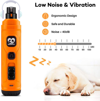 Casfuy Dog Nail Grinder with 2 LED Light - New Version 2-Speed Powerful Electric Pet Nail Trimmer Professional Quiet Painless Paws Grooming & Smoothing for Small Medium Large Dogs and Cats (Blue) - PuriLite