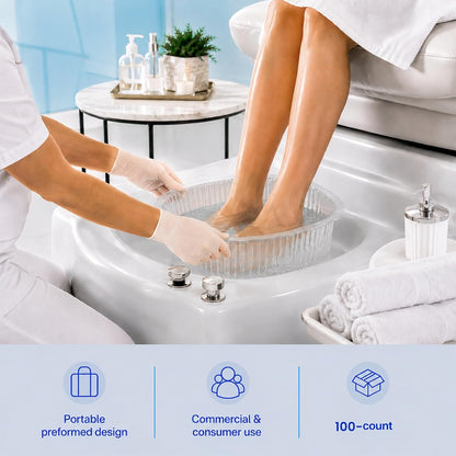 ForPro 100ct Universal Pedi Bath Liners, Clear, Disposable for Manicure & Pedicure Soak, Spa Soak, Foot Soak Tablets, Salon Pedicure Soak, Salon & Spa Essentials, Nail & Beauty Supply