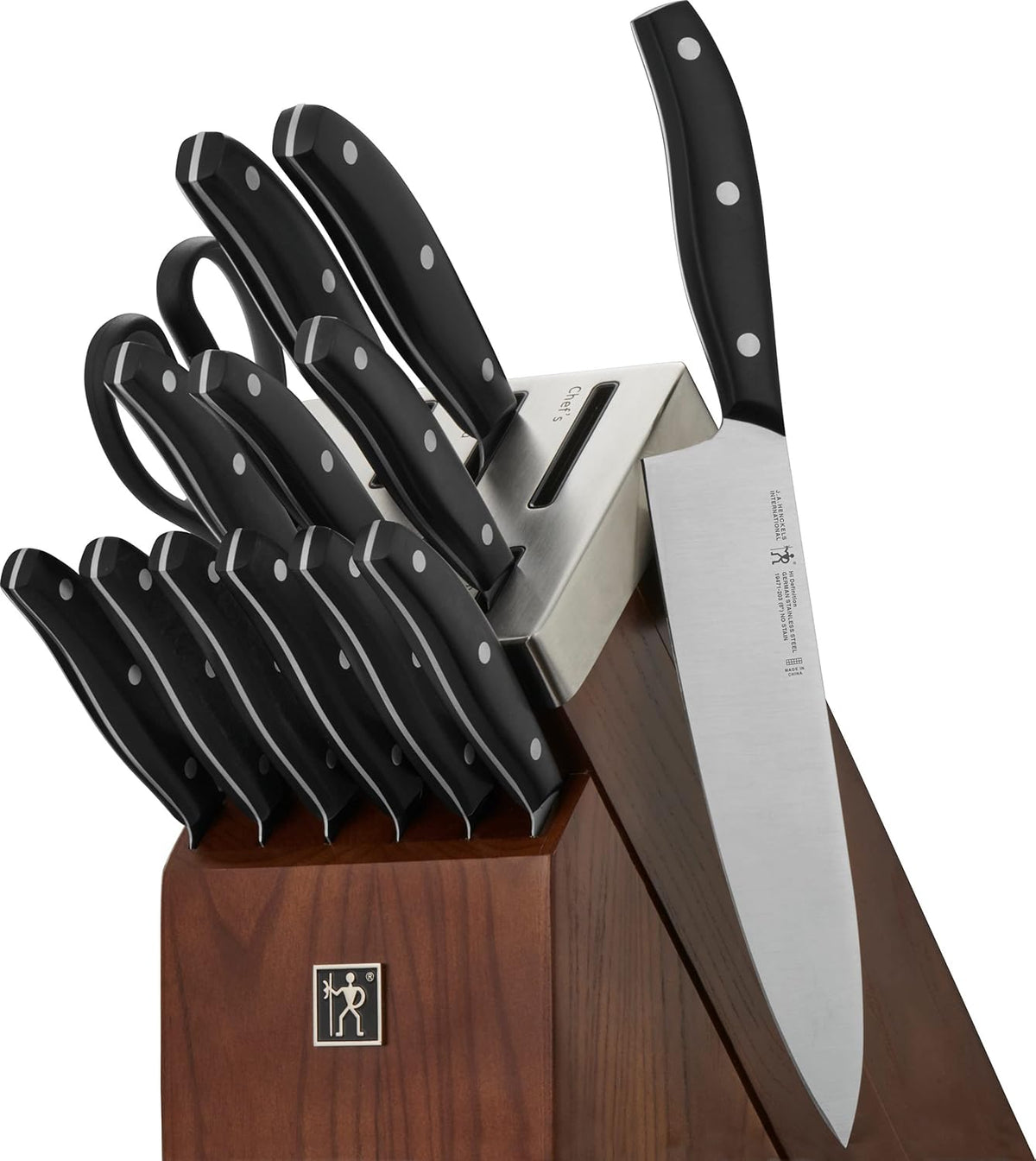 HENCKELS Definition 14 Piece Kitchen Knife Block Set- Professional Cutlery Set, Self Sharpening Knife Block for Chopping, Slicing, Dicing & Cutting - PuriLite