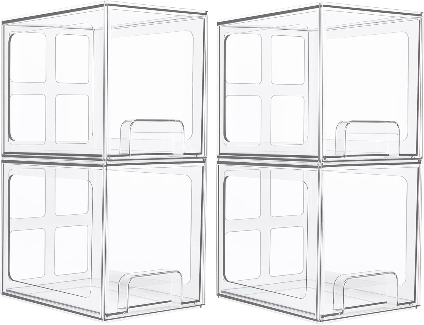 Vtopmart 3 Pack Stackable Clear Plastic Drawer Organizer, Makeup Organizers and Storage for Eyeshadow Palettes, Cosmetics, Beauty Supplies, Ideal for Vanity, Desk, Office, Bathroom Organization - PuriLite