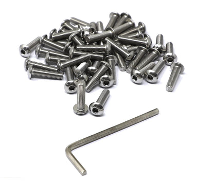 iexcell 50 Pcs M6 x 20mm Thread Pitch 1 mm Stainless Steel 304 Hex Socket Button Head Cap Screws Bolts Kit - PuriLite