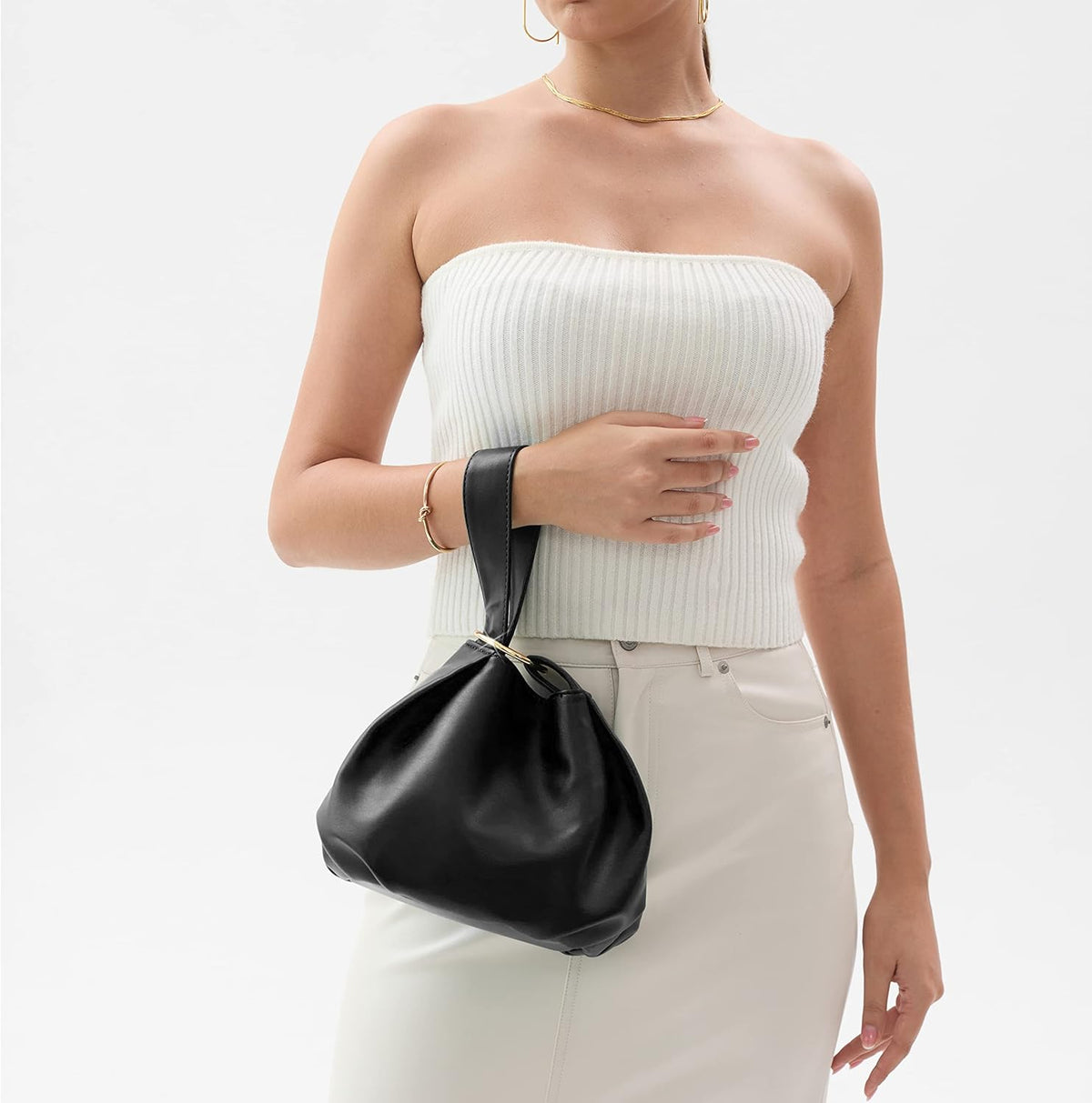 Women's Clutch Soft Vegan Leather Hobo Top Handle Bag Small Tote Purse - PuriLite
