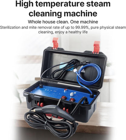 1700W High Pressure Steam Cleaner, Handheld Tankless Steamer Wth Hot & Cold Water Modes for Home & Auto Detailing - Cleans Tile Grout, Kitchen Grease, Floor Gaps (US Plug-Blue)