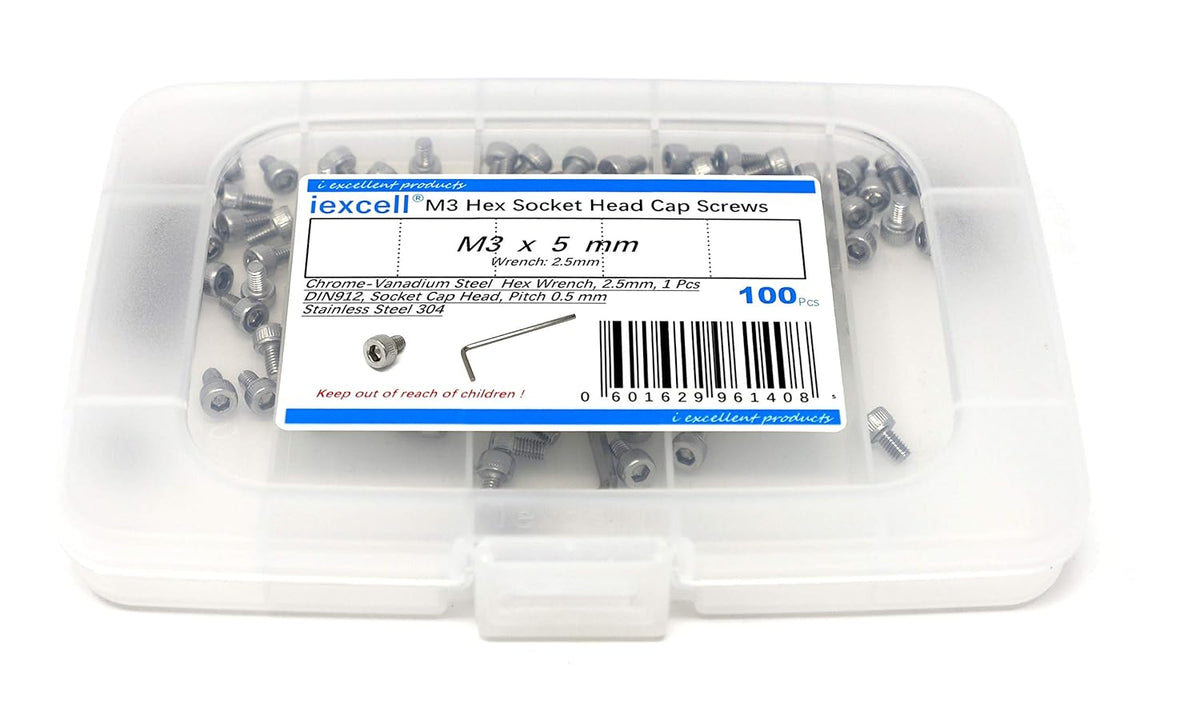 iexcell 25 Pcs M6 x 20mm Thread Pitch 1 mm Stainless Steel 304 Hex Socket Head Cap Screws Bolts Kit - PuriLite