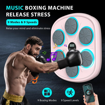 2025 New Smart Music Boxing Machine with Premium Boxing Gloves, Bluetooth Training Machine with LED Electronic Wall Mounted, Home Workout Boxing Target Machine for Adults and Kids - PuriLite