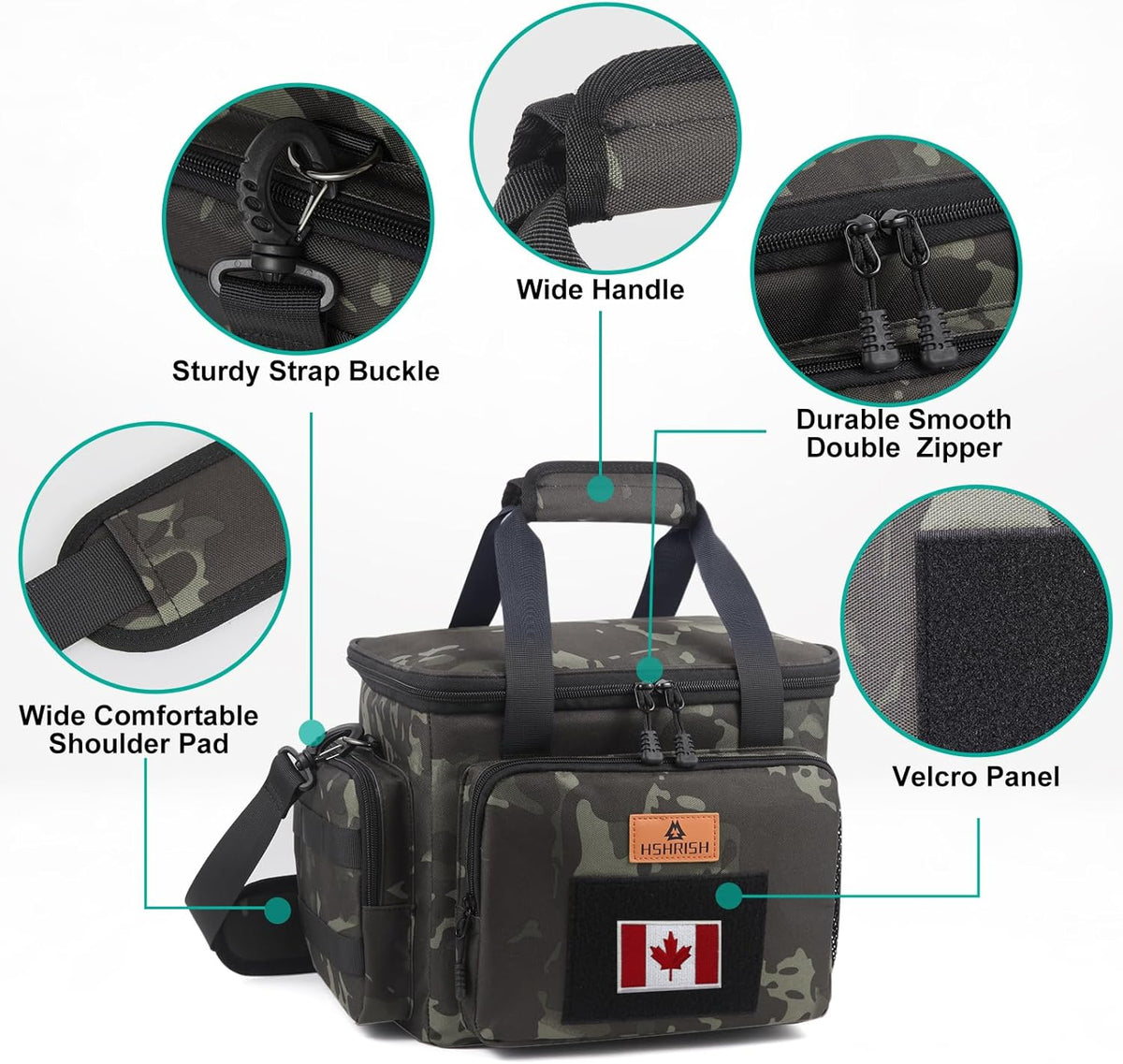 HSHRISH Tactical Large Lunch Bag for Men,Leakproof Insulated Lunch Box, Durable Soft Cooler Bag with Shoulder Strap Lunch Pail for Work Shifts Outdoor - PuriLite
