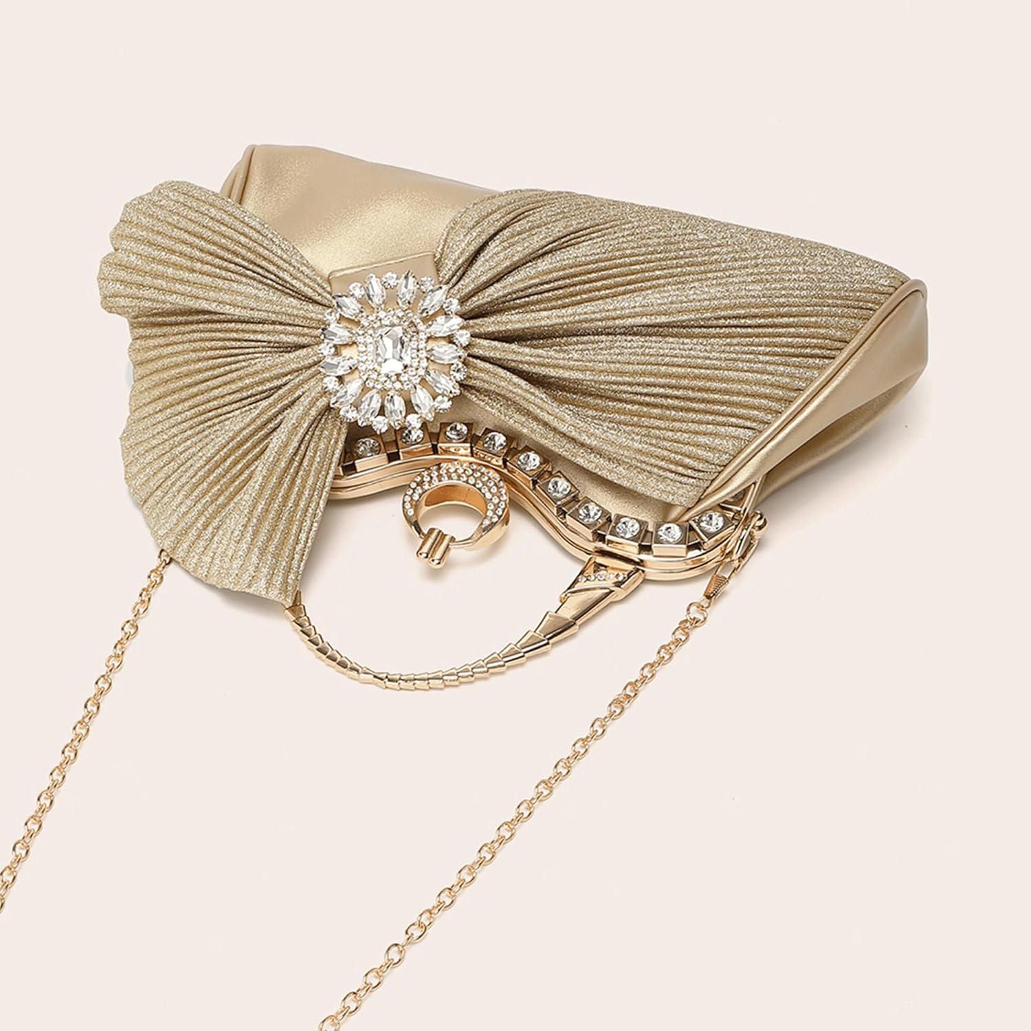 Buric Clutch Purses for Women Rhinestone Evening Handbag Bridal Wedding Prom Purse Formal Party Bow Tie Clutch for Women - PuriLite