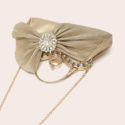 Buric Clutch Purses for Women Rhinestone Evening Handbag Bridal Wedding Prom Purse Formal Party Bow Tie Clutch for Women - PuriLite