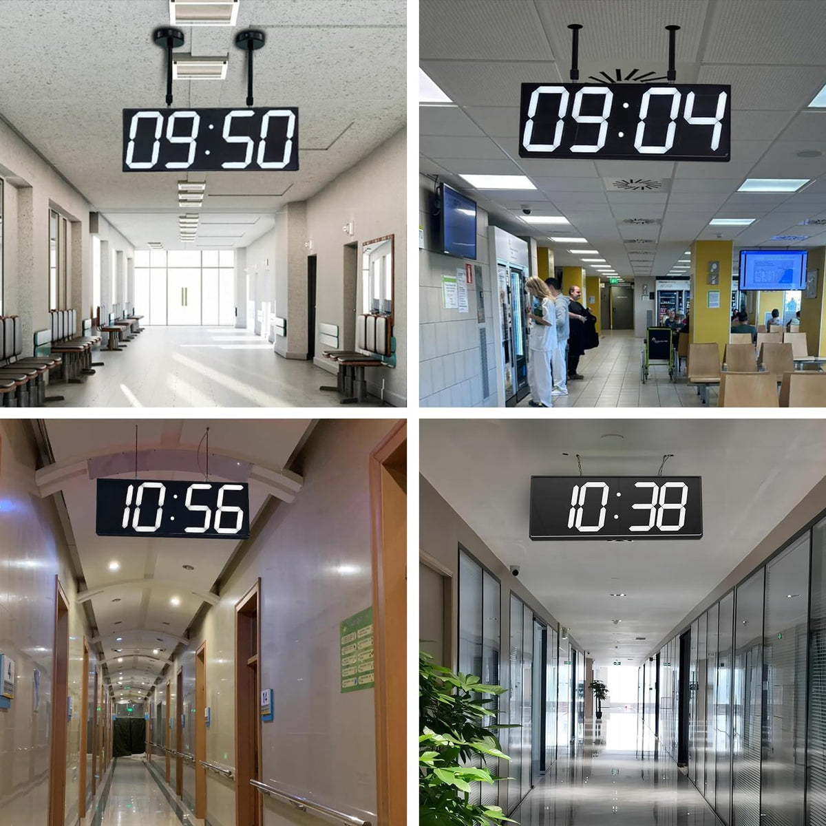 CHKOSDA Digital Wall Clock with Double Sided Display, Large Digital Clock with Timer,Alarm,Temperature and Date,Two Faced Hanging Wall Clock with 6''Number (White) - PuriLite