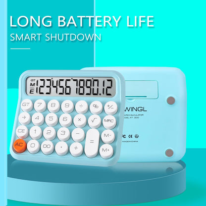 VEWINGL Mechanical Switch Calculator, 12 Digit Large LCD Display and Buttons, Great for Everyday Life and Basic Office Work, with Battery - PuriLite