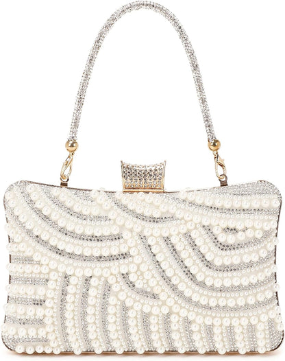 Women's Evening Handbags Pearl Clutch Purse Beaded bag Bridal Clutch wedding Purse - PuriLite